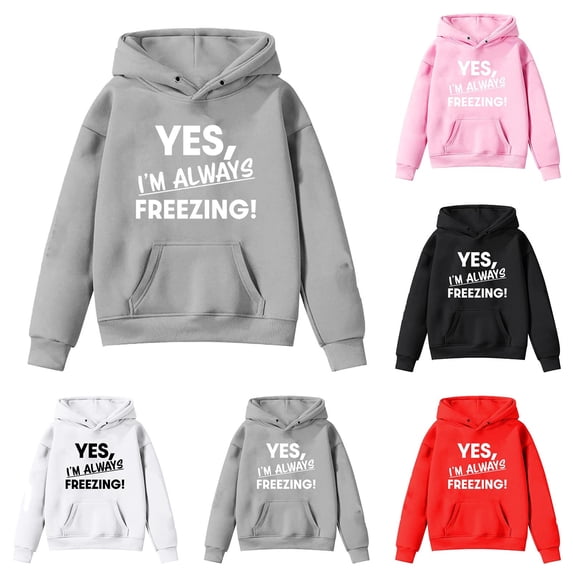 Riecok Toddler Girls Hoodies Long Sleeve With Pockets Round Neck Fashion Hoodie Casual All-Match Kids Warm Winter Hoodies Pullover Hooded Sweatshirt White 140