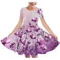 thumbnail image 1 of Riecok 6 - 15 Year - Old Girls' Summer Round - Neck Short - Sleeve Floral - Element Dress with Waist - Gathering, Pocket and Layered Look Multicolor 13-14 Years, 1 of 4