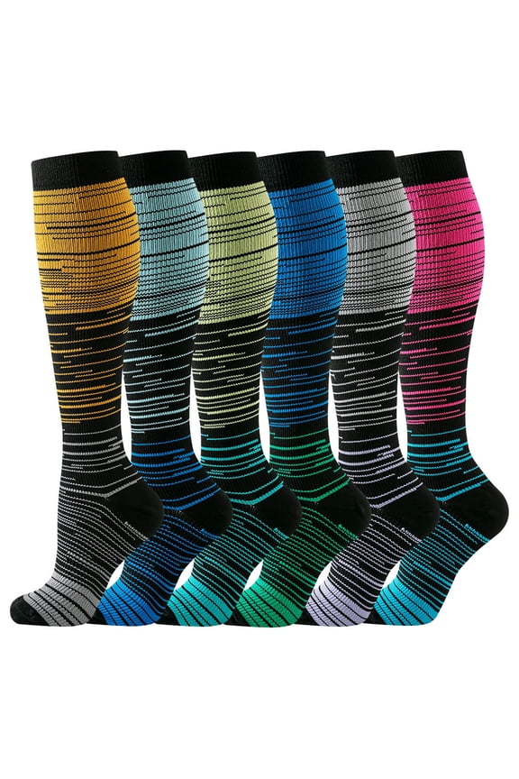 6 Pairs Compression Socks for Men Lightweight Cushioned Crew Socks Knee High Stretched Winter Warm Socks for Cold Weather