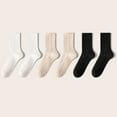 thumbnail image 1 of Riecok 6 Pairs Cotton Socks for Women Lightweight Cushioned Crew Socks Mid Calf Stretched Soft Cozy Socks for Travel Hiking and Running, 1 of 3