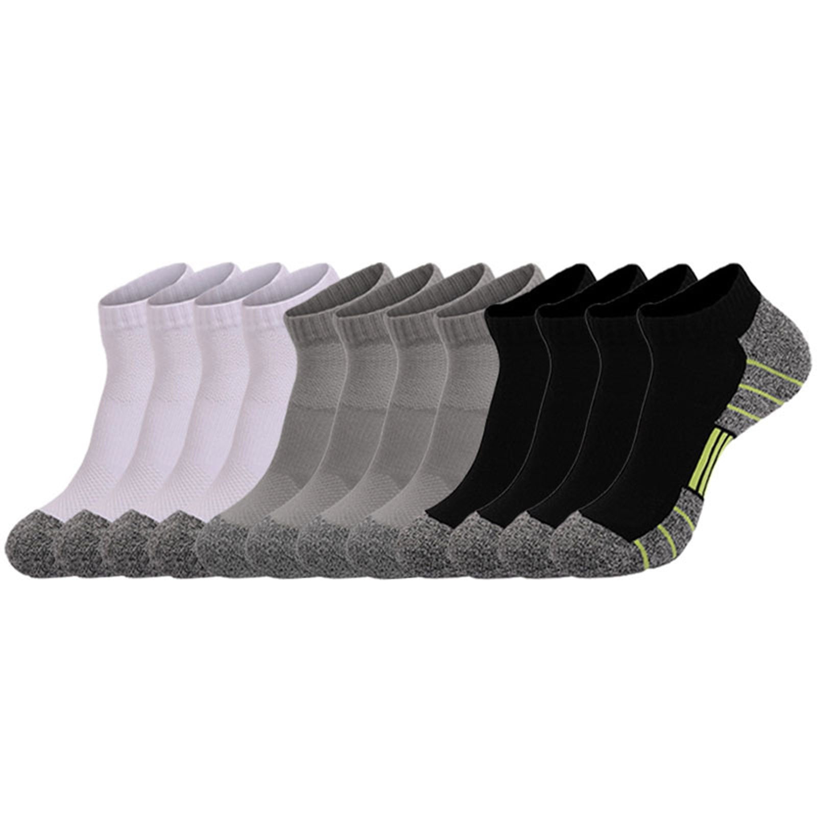 Riecok 6 Pairs Mens Ankle Socks Thick Thermal Non Slip Grip Crew Socks Low Cut Breathable Soft Comfortable Socks for Travel Hiking and Running