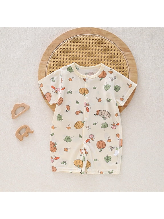 Baby Girls' Cartoon Animal Print Romper Cotton Long Sleeve Jumpsuit Soft Bodysuit with Snap Closure 0-24M Photoshoot Outfit Beige 3 Months
