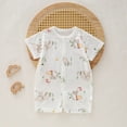 thumbnail image 1 of Riecok Baby Girls' Long Sleeve Cartoon Print Romper Soft Organic Cotton Breathable Jumpsuit with Snap Closure for 0-24 Months Playtime & Daily Wear Baby Bodysuit Outfit White 6 Months, 1 of 3