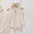 thumbnail image 1 of Riecok Baby Infant Toddler Cotton Sleeveless Onesie Romper Plain Color Round Neck Breathable Soft Summer Clothes 0-24 Months Beige 3 M, 1 of 3