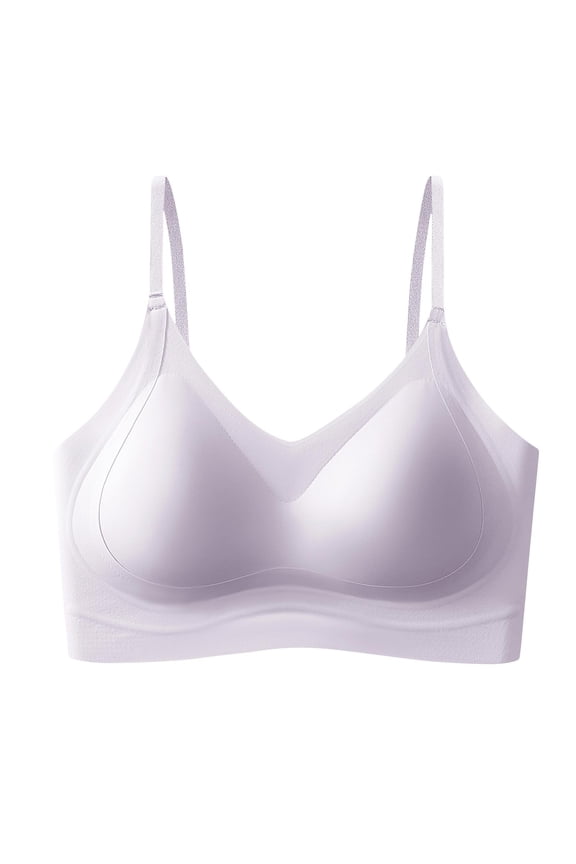 Balconette Bras for Women Wireless Push up Bralette Full Coverage Breathable Spaghetti Strap Everyday Bras Purple XL