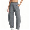 thumbnail image 1 of Riecok Barrel Leg Sweatpants Women Elastic High Waist Cropped Pant Pull on Wide Leg Pant Solid Casual Fall Trouser with Pockets Dark Gray S, 1 of 8