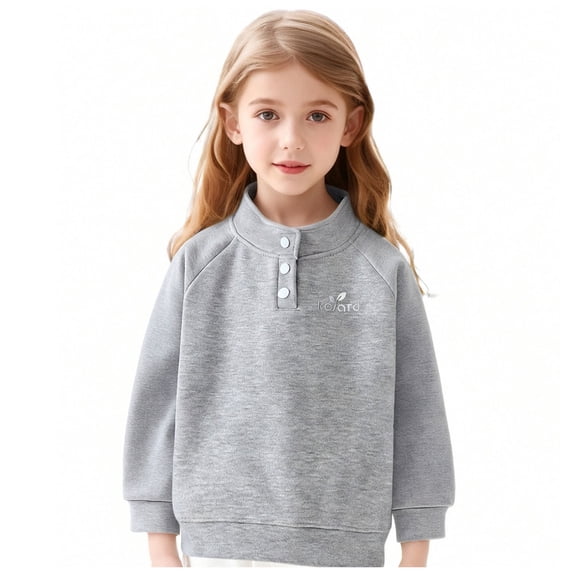 Riecok Basic Shirts for Girls Collared Solid Button up Blouse Long Sleeve Lightweight Dressy Pullover Tops