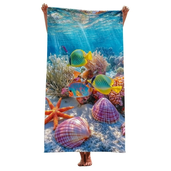 Riecok Beach Towel Beach Towels Fashion Party Towels Oversized Microfiber Beach Towel Summer Adult Swimming Towel Microfiber Beach Towel Multi-color Free Size
