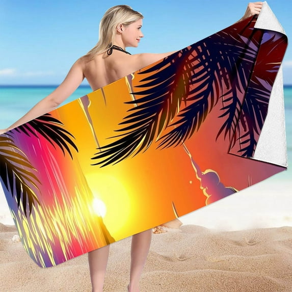 Riecok Beach Towels Beach Summer For Kids/Children/Adults Hand Towels for Bathroom Yellow 75x150cm