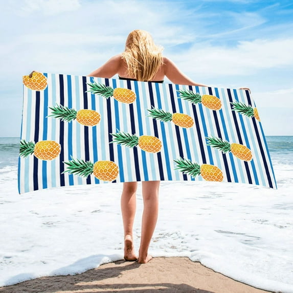 Riecok Beach Towels Fashion Party Beach Blanket Summer Casual Vacation Oversized Beach Towels Summer Comfortable Blue Free Size