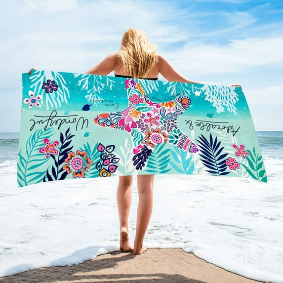 Riecok Beach Towels Fashion Party Beach Blanket Summer Casual Vacation Oversized Beach Towels Summer Comfortable Navy Free Size