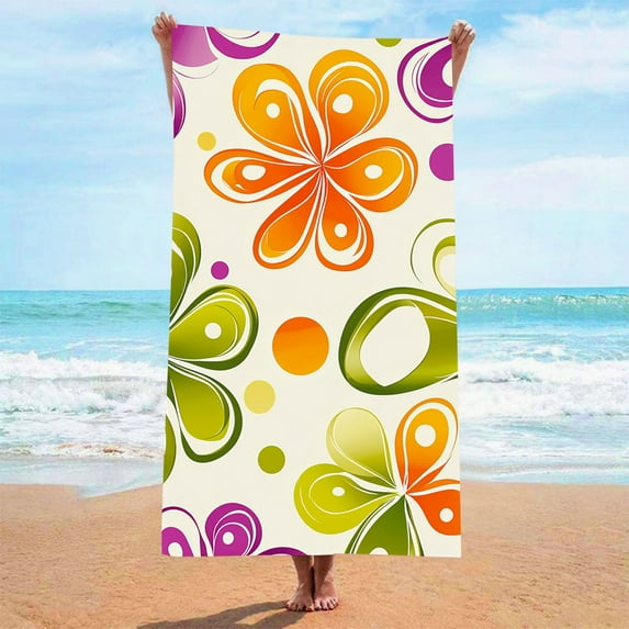 Riecok Beach Towels Oversized Microfiber Fashion Party Summer Sand-Free Beach Towel Quick Drying Lightweight Soft Colorful for Travel Camping Beach Vacation White Free Size