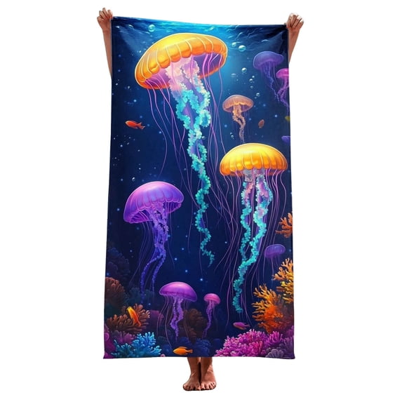 Riecok Beach Towels Beach Summer Oversized Microfiber Beach Towel Bath Towels Multicolor