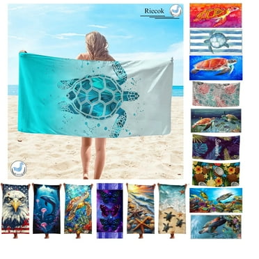 Riecok Beach Towels beach Summer Oversized Microfiber Beach Towel bath towels Multicolor