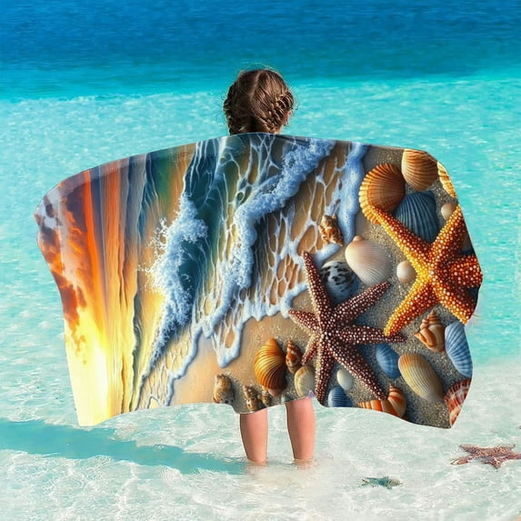 Riecok Beach Towels&nbsp;Oversized 2025 New Microfiber Beach Towel Colorful Fast Drying Sand Free Beach Towel Lightweight Bath Towels (150x75CM)