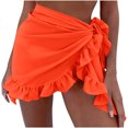 thumbnail image 1 of Riecok Beach Wraps for Women Summer Mini Cover Up Skirts Ruffle Lightweight Trendy Hollow out Swim Skirt Orange Free Size, 1 of 2
