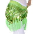 thumbnail image 1 of Riecok Belly Dance Hip Scarf Wrap Fringe Skirt Hollow out Lightweight Cocktail Party Performance Skirt Green Free Size, 1 of 2