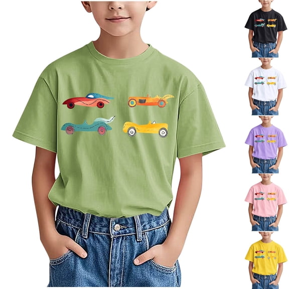 Riecok Blouses for Girls Boy Round Neck Shirt Kids Clothes Toddler Kids Boy 2025 Comfortable Lightweight Trendy Outfits Blouses Top Summer 5 T White