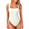 thumbnail image 1 of Riecok Bodysuit for Women Jumpsuit Seamless Stretchy Sleeveless Jumpsuits Solid Spaghetti Strap Workout Shapewear, 1 of 3