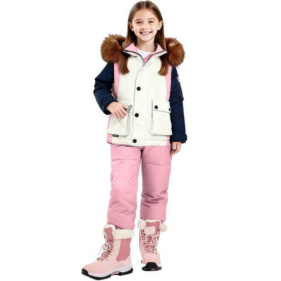 Riecok Boys Girls Snowsuits Waterproof Windproof Jackets and Snow Bib Pants Winter Outdoor Overalls Snowboarding Ski Outfits