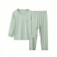 thumbnail image 1 of Riecok Boys Girls Thermal Underwear Sets Long Sleeve Solid Color Pullover Tops and Long Pants Fall Warm Sleepwear Sets, 1 of 3