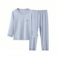 thumbnail image 1 of Riecok Boys Girls Thermal Underwear Sets Long Sleeve Solid Color Pullover Tops and Long Pants Fall Warm Sleepwear Sets, 1 of 3