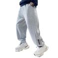 thumbnail image 1 of Riecok Boys Jogger Sweatpants Waisted Drawstring with Pockets Solid Color Athletic Pull on Pants Gray 12 Years, 1 of 4