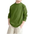 thumbnail image 1 of Riecok Boys Long Sleeve Tops Round Neck Solod Color Pullover Fall Casual Base Blouses for Boys Girls Green 5 Years, 1 of 4