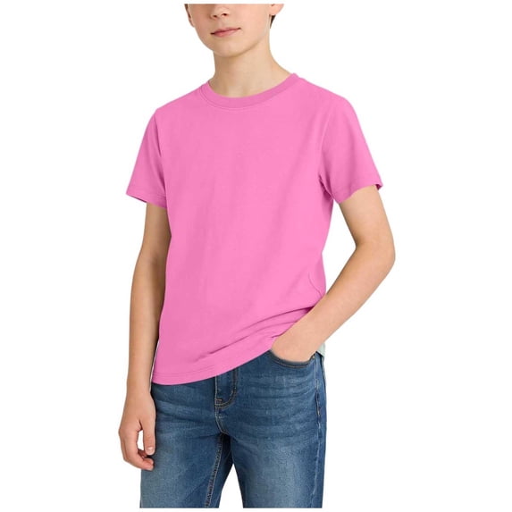 Riecok Boys T Shirts Short Sleeve Crewneck Pullover Solid Basic Tees Lightweight Breathable Versatile Tops