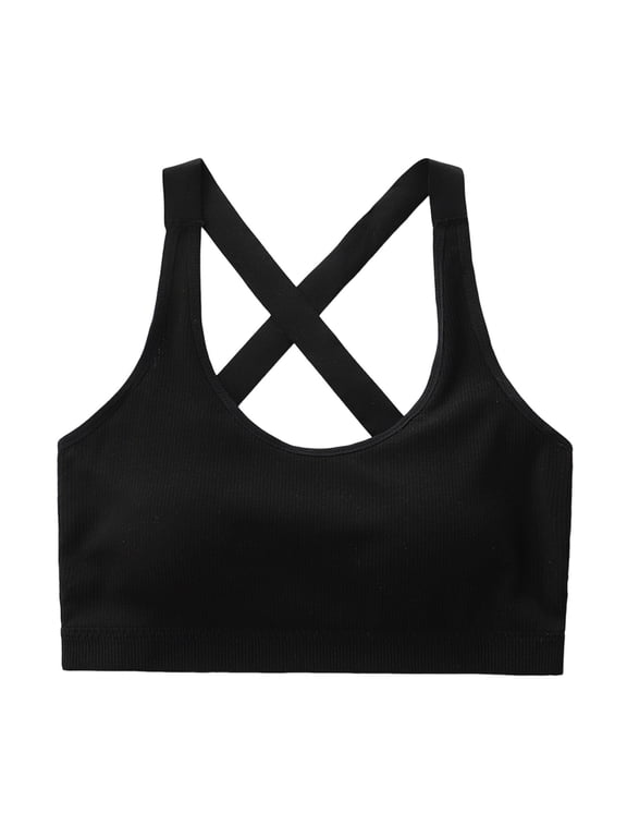 Bra for Girls with Padding Supportive Everday Bra Racerback Lightweight Breathable Training Bras Black 130/M