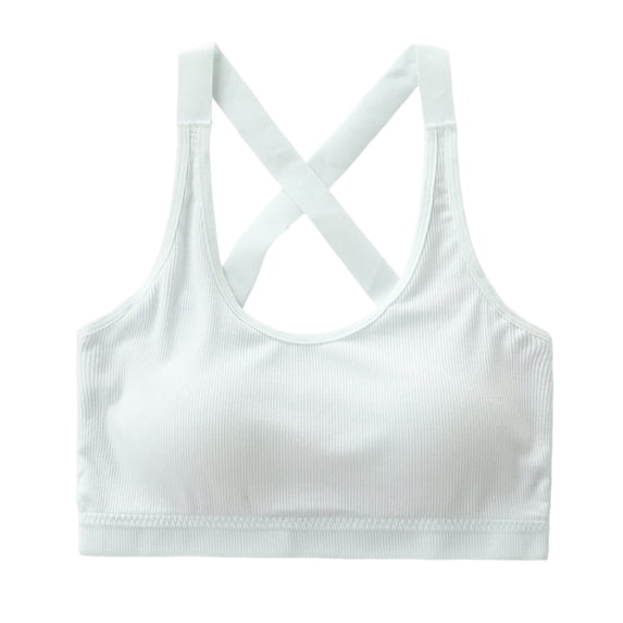 Riecok Bra for Girls with Padding Supportive Everday Bra Racerback Lightweight Breathable Training Bras Blue 130/M
