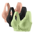 thumbnail image 1 of Riecok Bras for Women Plus Size 3 Pack Lace Seamless Front Closure Wireless Bras with Support Push up Everyday Bras, 1 of 8