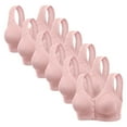 thumbnail image 1 of Riecok Bras for Women Plus Size Front Closure 6 Pack Wireless Bras with Support Push up Stretch Sport Bras, 1 of 7