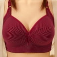 thumbnail image 1 of Riecok Bras for Women Plus Size Front Closure Wireless Seamless Gathered Soft Breathable Daliy Sport Bras Wine XL, 1 of 8