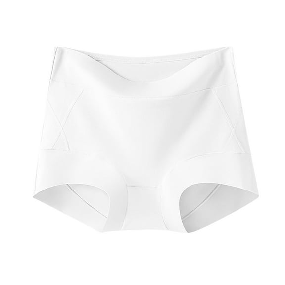 Riecok Briefs for Women High Waist Tummy Control Stretch Seamless Comfortable Underwear Panties White XL