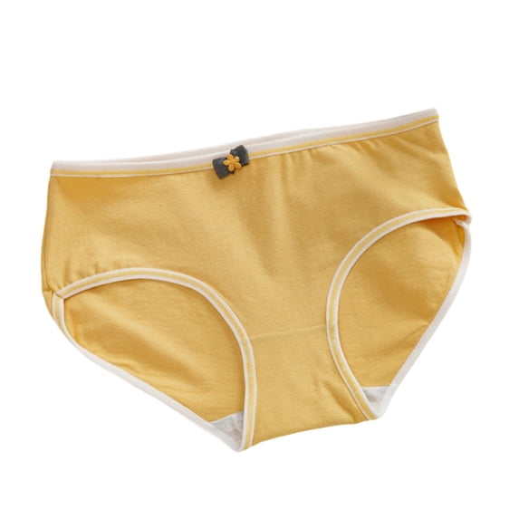 Riecok Briefs for Women Plus Size High Waist Stretch Solid Breathable Soft Comfortable Briefs Yellow L