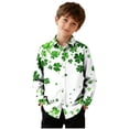 thumbnail image 1 of Riecok Button down Shirt Boys Long Sleeve St Patrick's Day Lapel Collared Blouse Graphic Print Holiday Casual Tops, 1 of 8