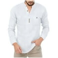 thumbnail image 1 of Riecok Button up Shirt Men Hawaiian Stand up Collar Long Sleeve Solid Color Comfortable Soft Breathable Mens Blouses White XL, 1 of 8