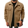thumbnail image 1 of Riecok Cargo Jacket Men Long Sleeve Button down Coats Lapel Collar Jackets Casual Fall Outerwear with Pocket L, 1 of 8