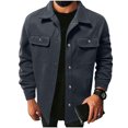 thumbnail image 1 of Riecok Cargo Jacket Men Long Sleeve Button down Coats Lapel Collar Jackets Casual Fall Outerwear with Pocket XL, 1 of 8