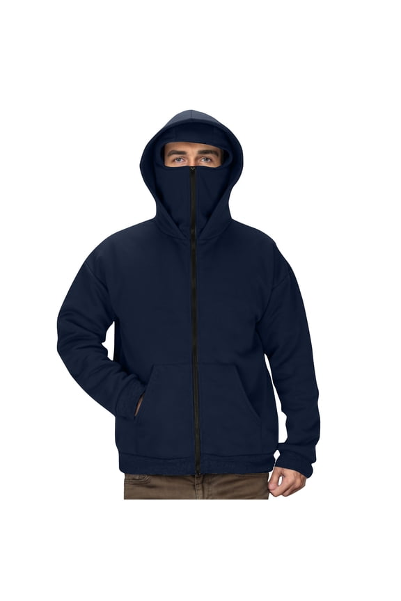 Cargo Jackets for Men Long Sleeve Hooded Jackets Zip Up Coats with Pockets and Mask Cozy Trendy Outetwear