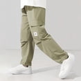 thumbnail image 1 of Riecok Cargo Pants for Boys Elastic Waist Casual Jogging Trousers Bottom with Pockets Solid Color Pull on Pants Green 6-7Years, 1 of 7