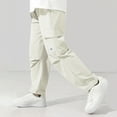 thumbnail image 1 of Riecok Cargo Pants for Boys Elastic Waist Casual Jogging Trousers Bottom with Pockets Solid Color Pull on Pants White 4-5Years, 1 of 8
