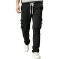 thumbnail image 1 of qelini Cargo Sweatpants for Men Elastic Waist Drawstring Pants Solid Straight Leg Pants Casual Trendy Trousers, 1 of 8