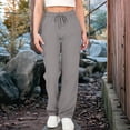 thumbnail image 1 of Riecok Cargo Sweatpants for Women High Waist Drawstring Elastic Waist Solid Color Workout Lounge Trousers with Pockets, 1 of 8