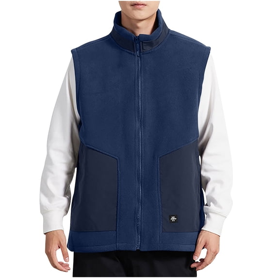Riecok Cargo Vest for Men Stand up Collar Sleeveless Jackets Zip up Coats with Multiple Pockets Casual Athletic Outerwear