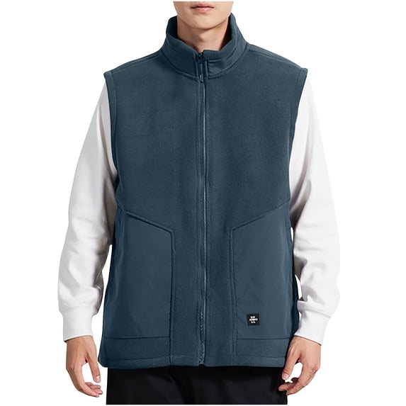 Riecok Cargo Vest for Men Stand up Collar Sleeveless Jackets Zip up Coats with Multiple Pockets Casual Athletic Outerwear