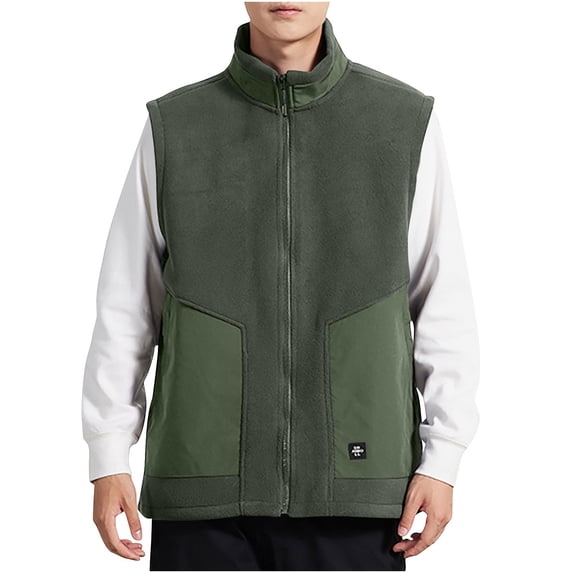Riecok Cargo Vest for Men Stand up Collar Sleeveless Jackets Zip up Coats with Multiple Pockets Casual Athletic Outerwear