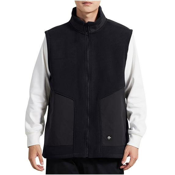 Riecok Cargo Vest for Men Stand up Collar Sleeveless Jackets Zip up Coats with Multiple Pockets Casual Athletic Outerwear
