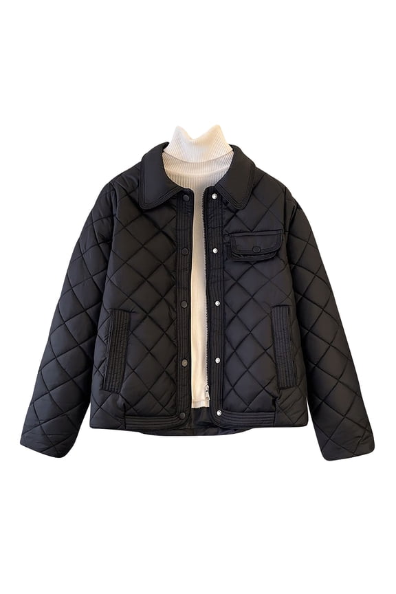 Casual Jackets for Women Lapel Long Sleeve Jackets Zip Up Cropped Coats with Pockets Solid Color Clothes